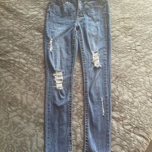 Seven7 Blue High Rise Distressed Jeans
